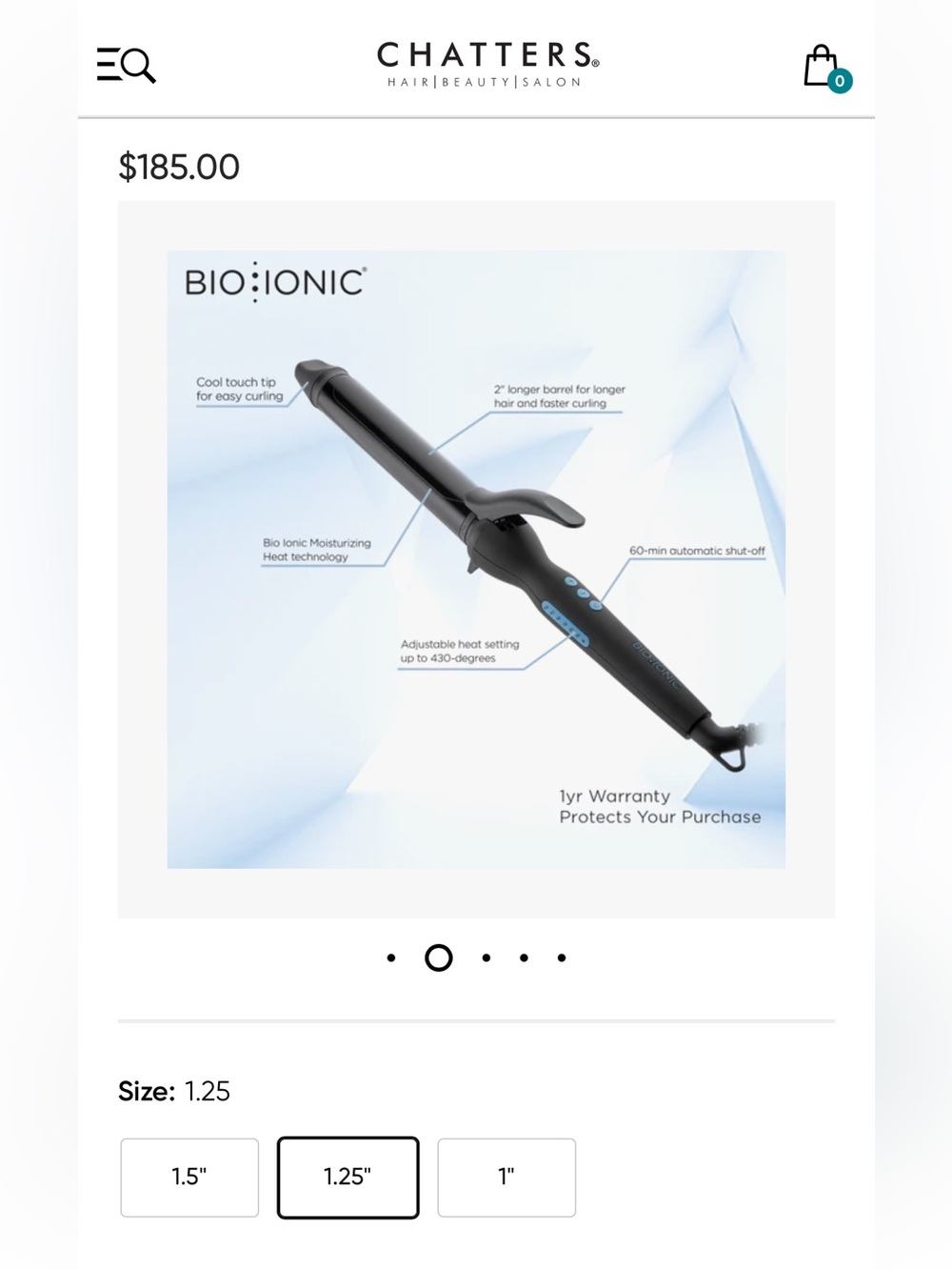 Bio Ionic 1.25" Black Curling Iron - Professional Ceramic Barrel